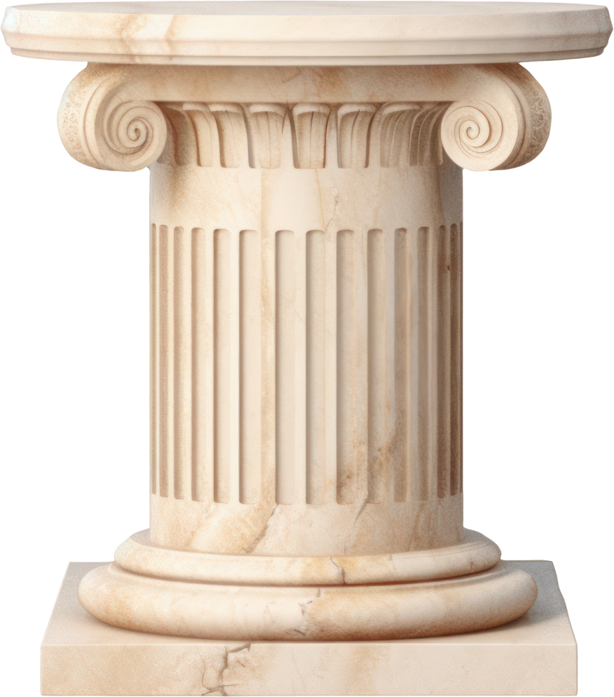 Ancient column pedestal isolated 3d illustration.